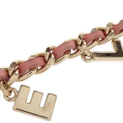 Chanel Chain Belt CC Logo Charm Gold Pink Leather Small Good 09C