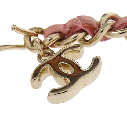 Chanel Chain Belt CC Logo Charm Gold Pink Leather Small Good 09C