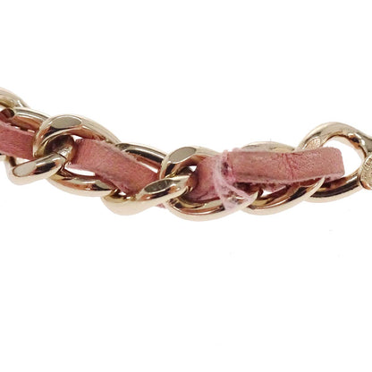 Chanel Chain Belt CC Logo Charm Gold Pink Leather Small Good 09C