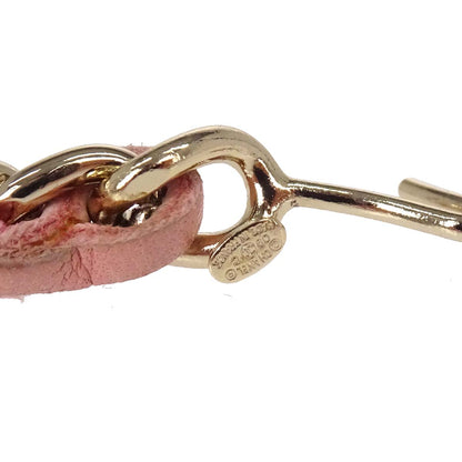 Chanel Chain Belt CC Logo Charm Gold Pink Leather Small Good 09C
