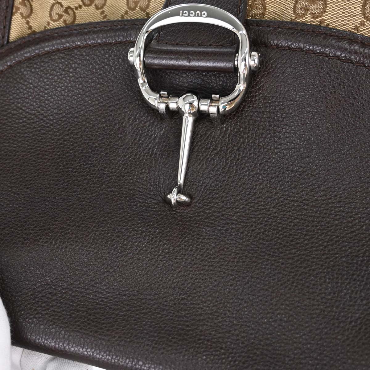 Gucci Beige Canvas GG Techno Horsebit Handbag