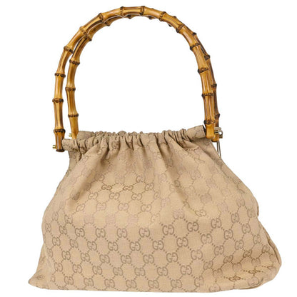 Gucci Beige Canvas Bamboo GG Handbag