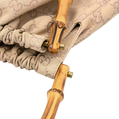 Gucci Beige Canvas Bamboo GG Handbag