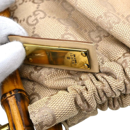 Gucci Beige Canvas Bamboo GG Handbag