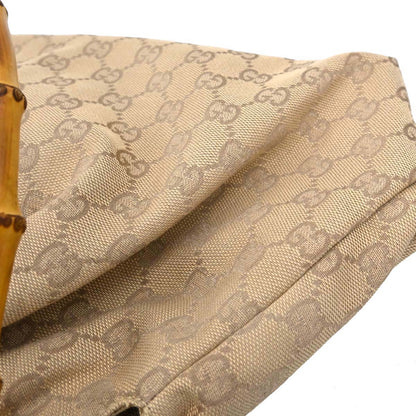 Gucci Beige Canvas Bamboo GG Handbag