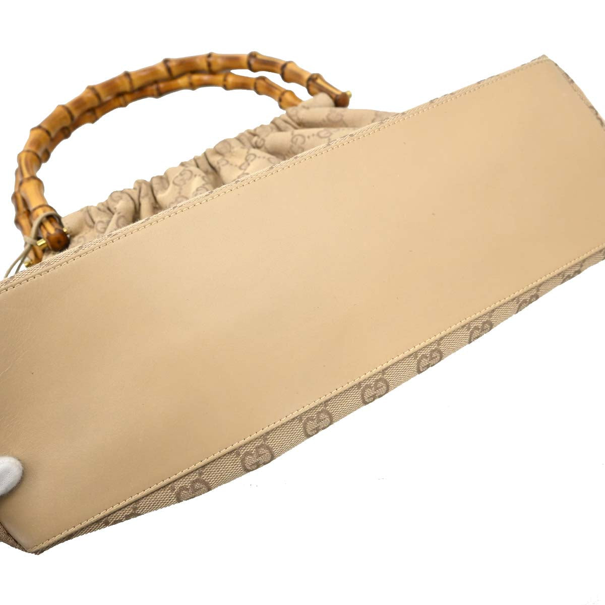 Gucci Beige Canvas Bamboo GG Handbag