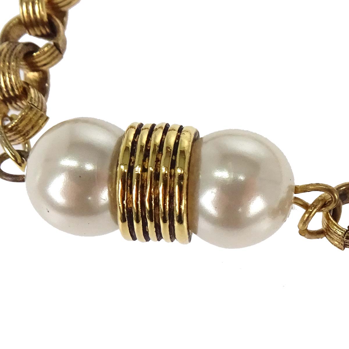 Chanel Chain Necklace Gold Costume Pearl 8/3