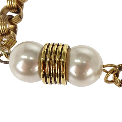 Chanel Chain Necklace Gold Costume Pearl 8/3