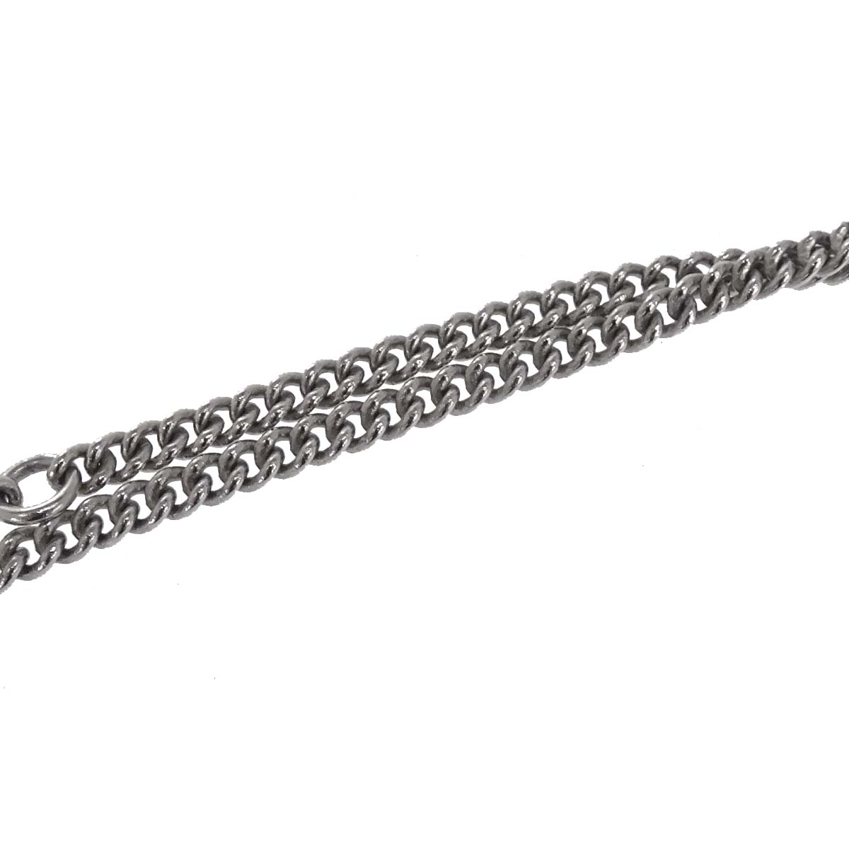 Chanel CC Chain Pendant Necklace Acrylic Silver Black 05P