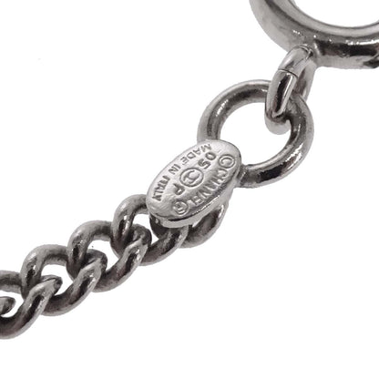Chanel CC Chain Pendant Necklace Acrylic Silver Black 05P