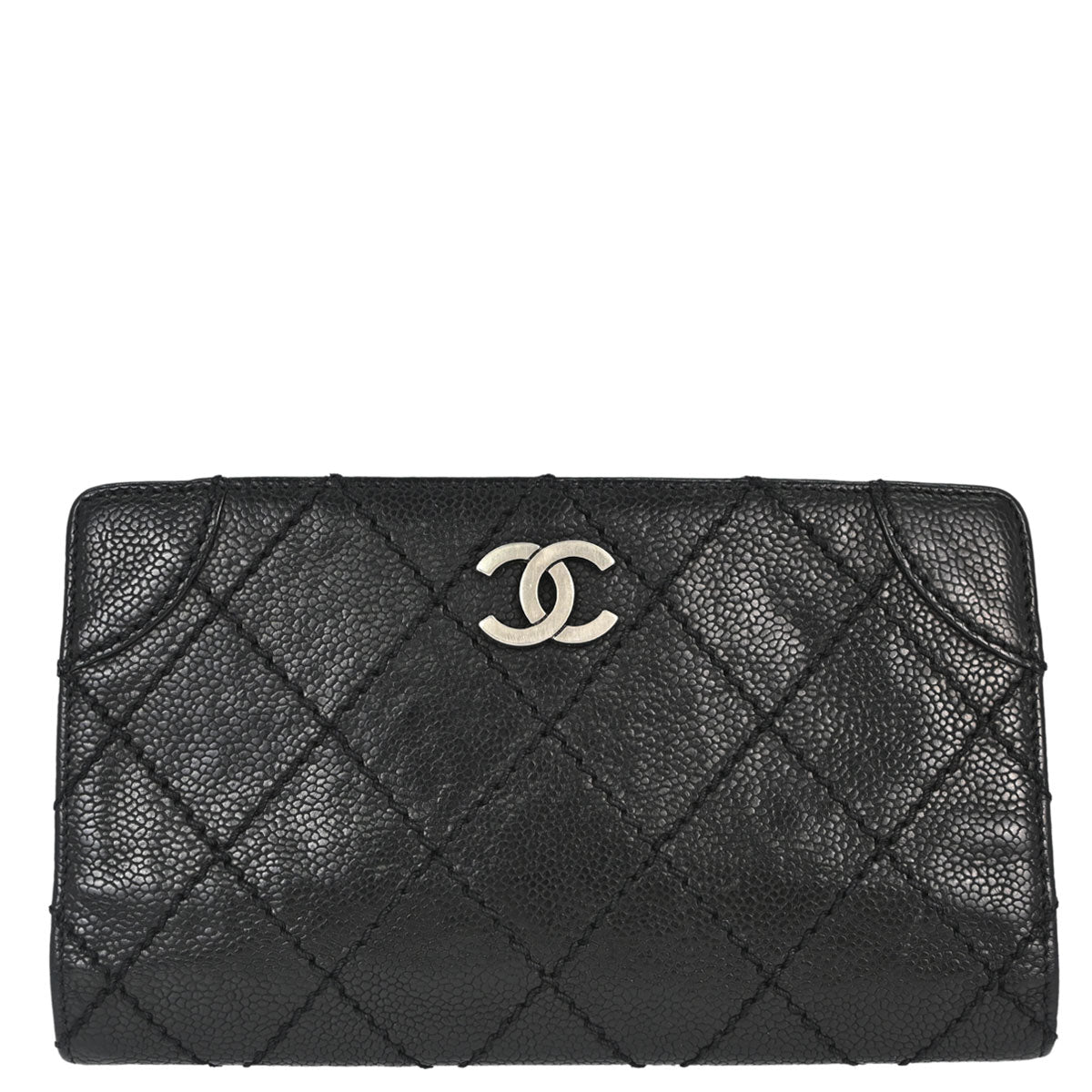 Chanel Black Caviar Skin Bifold Long Wallet