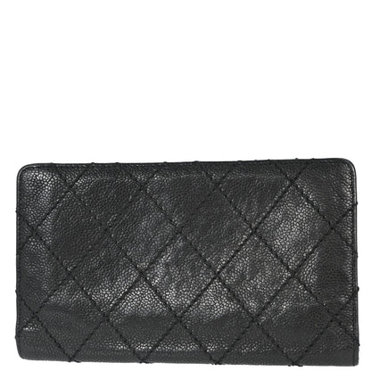Chanel Black Caviar Skin Bifold Long Wallet