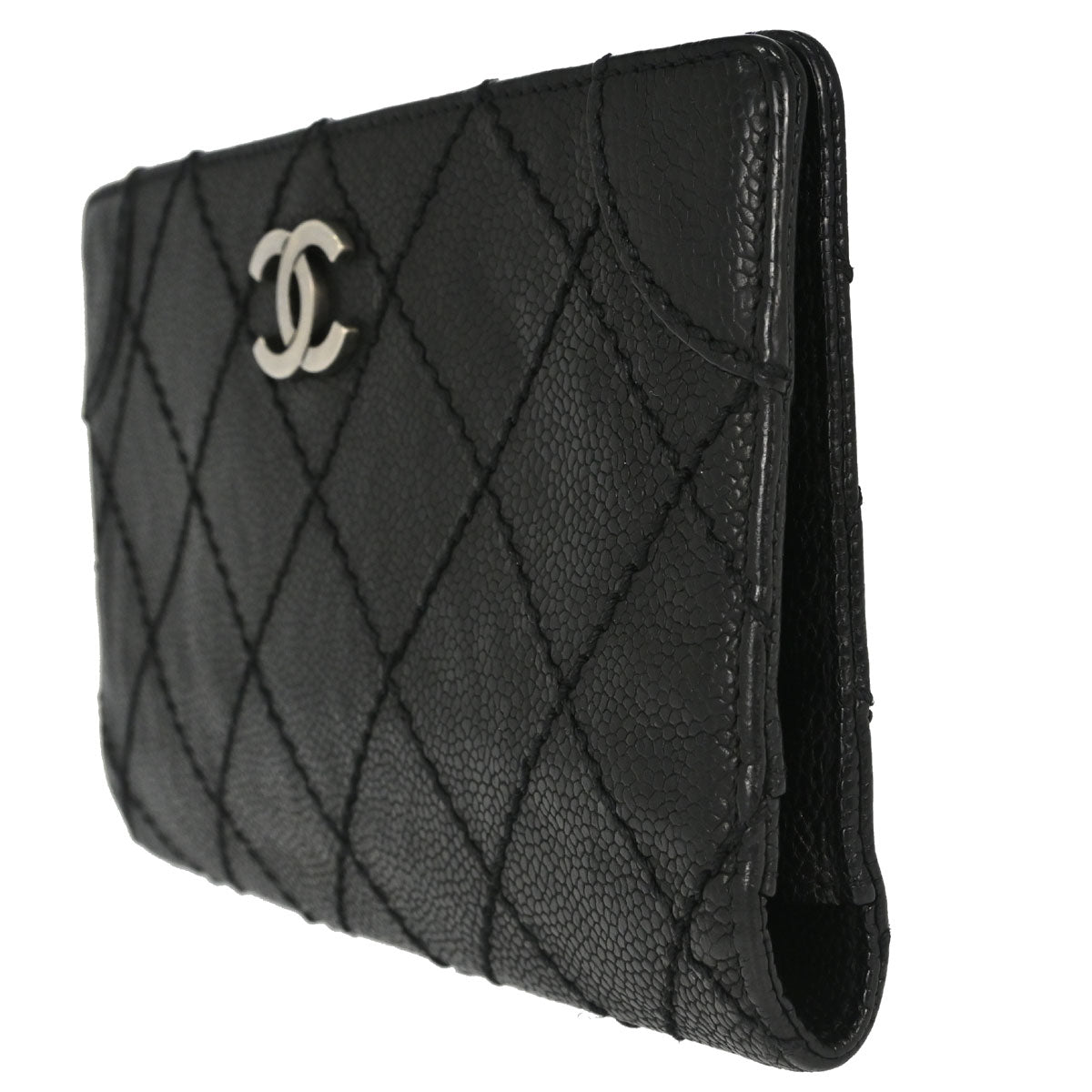 Chanel Black Caviar Skin Bifold Long Wallet