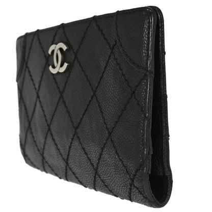 Chanel Black Caviar Skin Bifold Long Wallet
