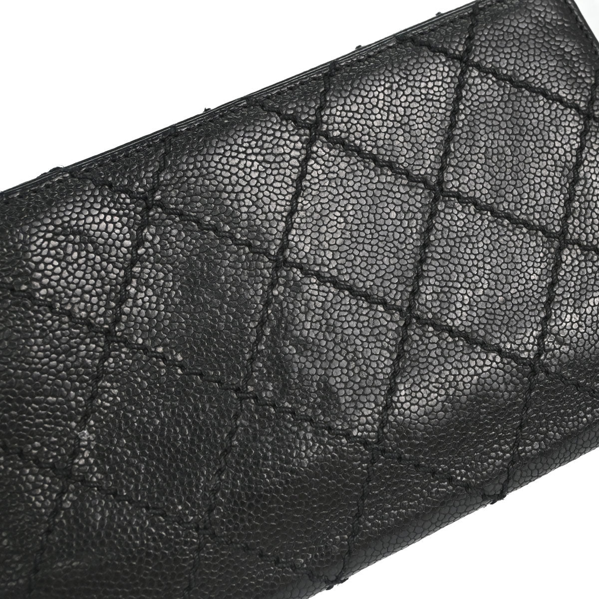 Chanel Black Caviar Skin Bifold Long Wallet