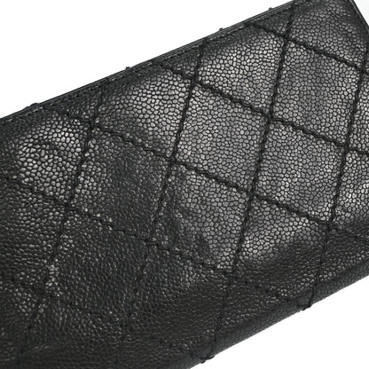 Chanel Black Caviar Skin Bifold Long Wallet