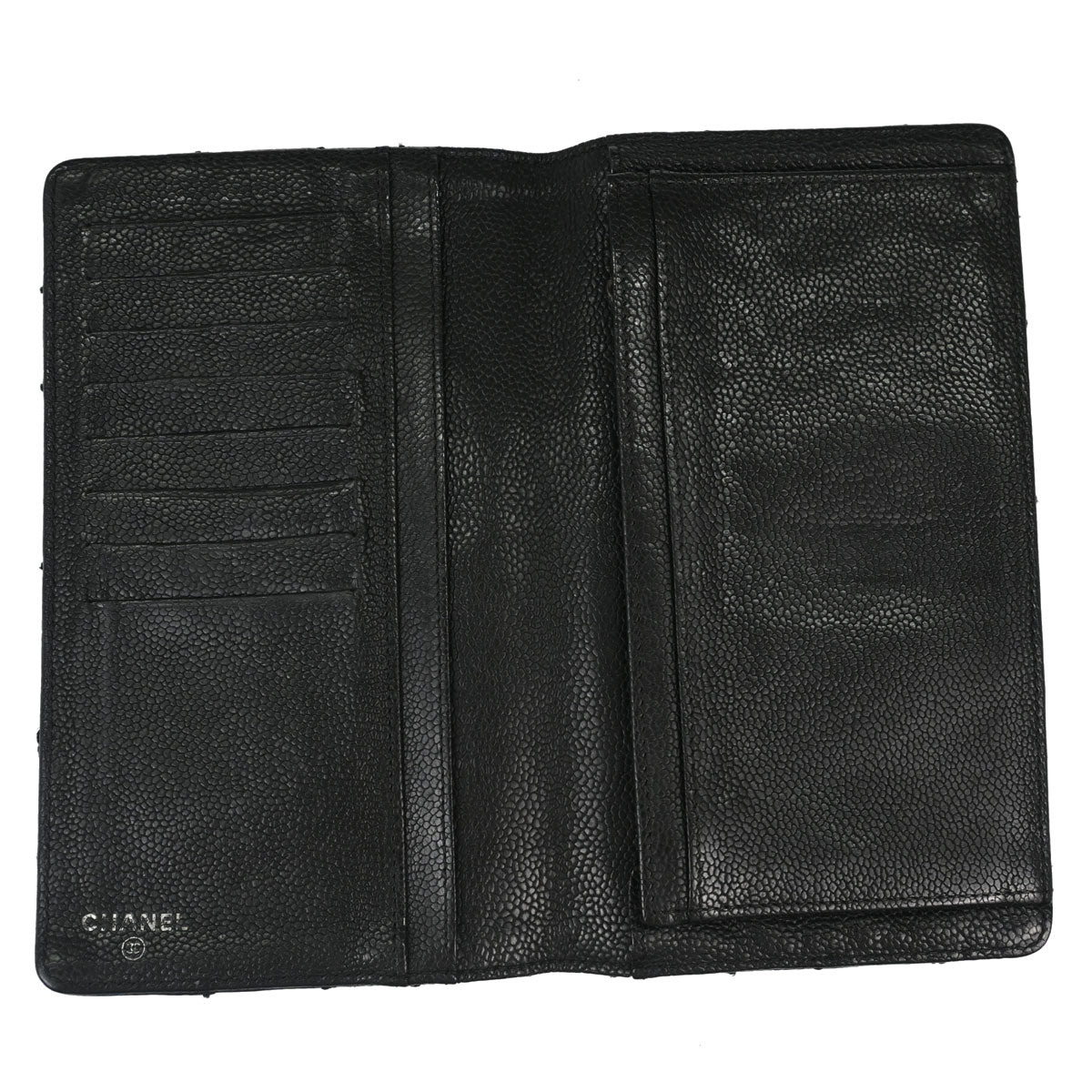 Chanel Black Caviar Skin Bifold Long Wallet