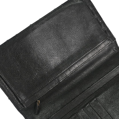 Chanel Black Caviar Skin Bifold Long Wallet
