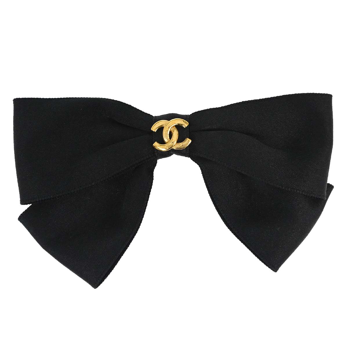 Chanel CC Bow Hair Barrette Black Satin Hair Accessories 5