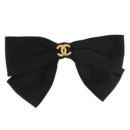 Chanel CC Bow Hair Barrette Black Satin Hair Accessories 5