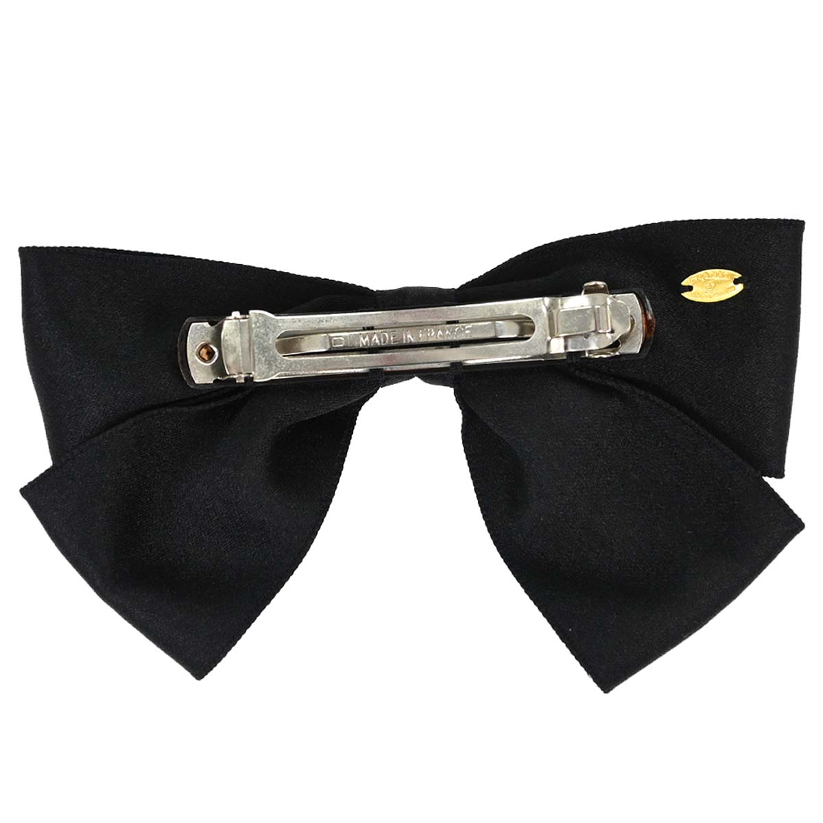 Chanel CC Bow Hair Barrette Black Satin Hair Accessories 5