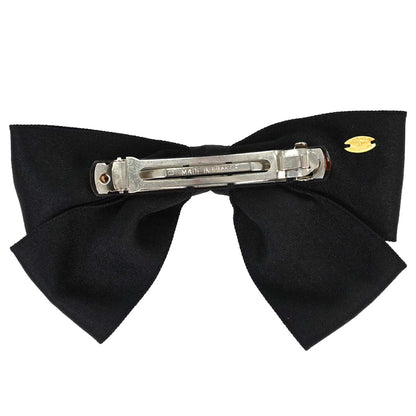 Chanel CC Bow Hair Barrette Black Satin Hair Accessories 5