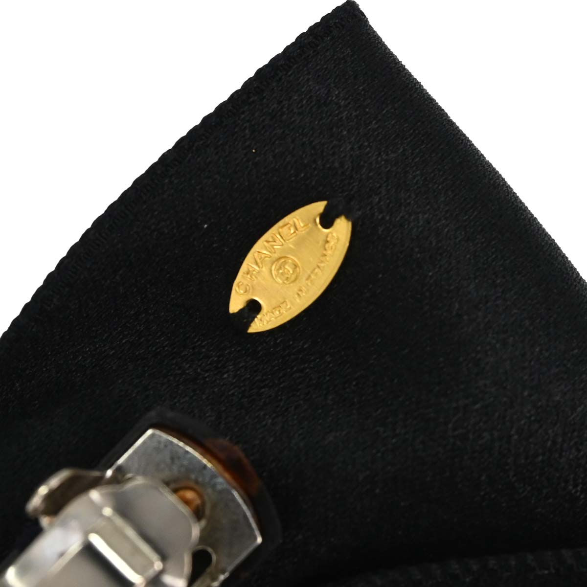 Chanel CC Bow Hair Barrette Black Satin Hair Accessories 5