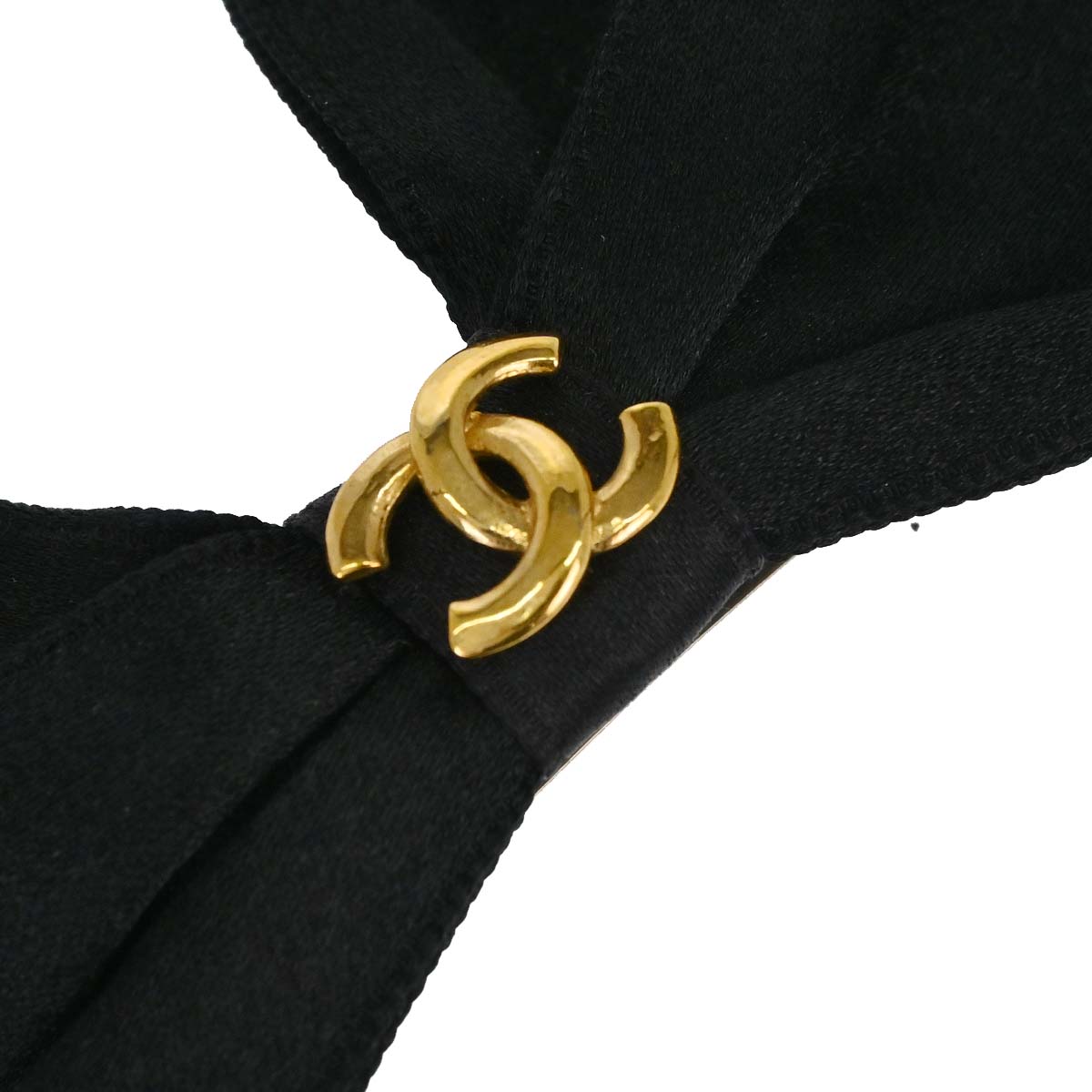 Chanel CC Bow Hair Barrette Black Satin Hair Accessories 5