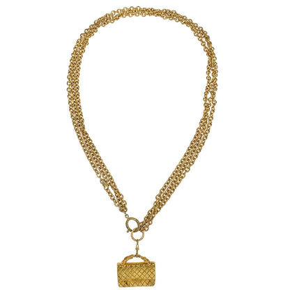 Chanel Handbag Motif Chain Pendant Necklace Gold