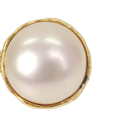 Chanel CC Costume Pearl Dangle Clip-On Earrings Gold 95P