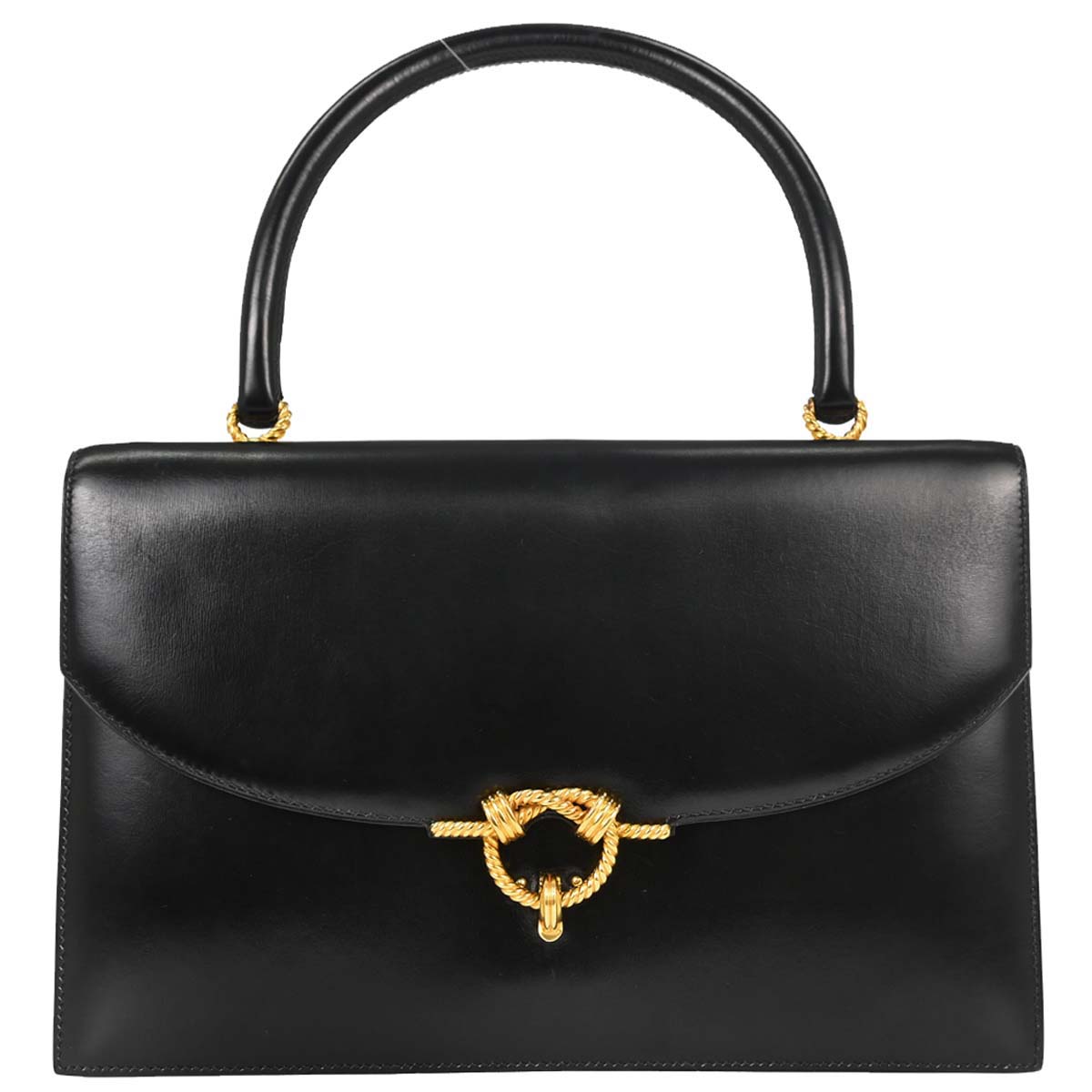 Hermes Black Box Calf Cordeliere Handbag
