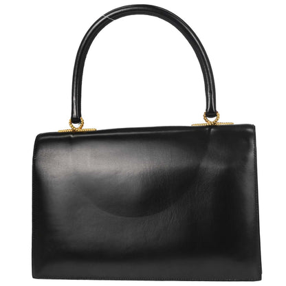 Hermes Black Box Calf Cordeliere Handbag