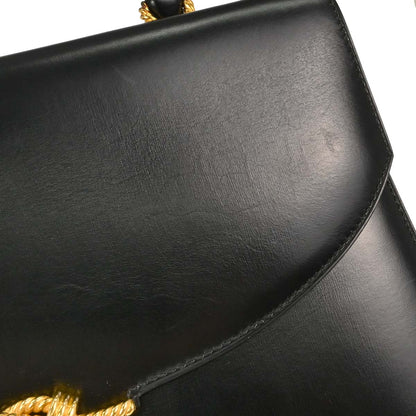 Hermes Black Box Calf Cordeliere Handbag