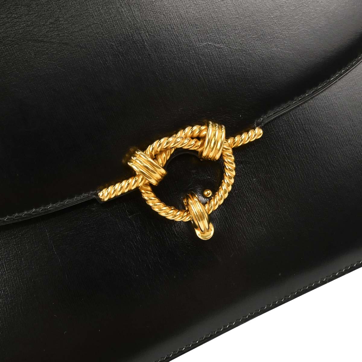 Hermes Black Box Calf Cordeliere Handbag