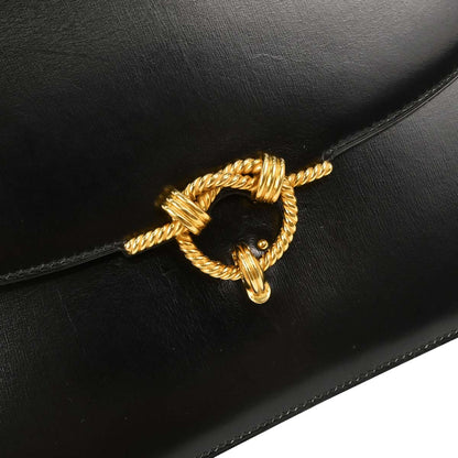 Hermes Black Box Calf Cordeliere Handbag