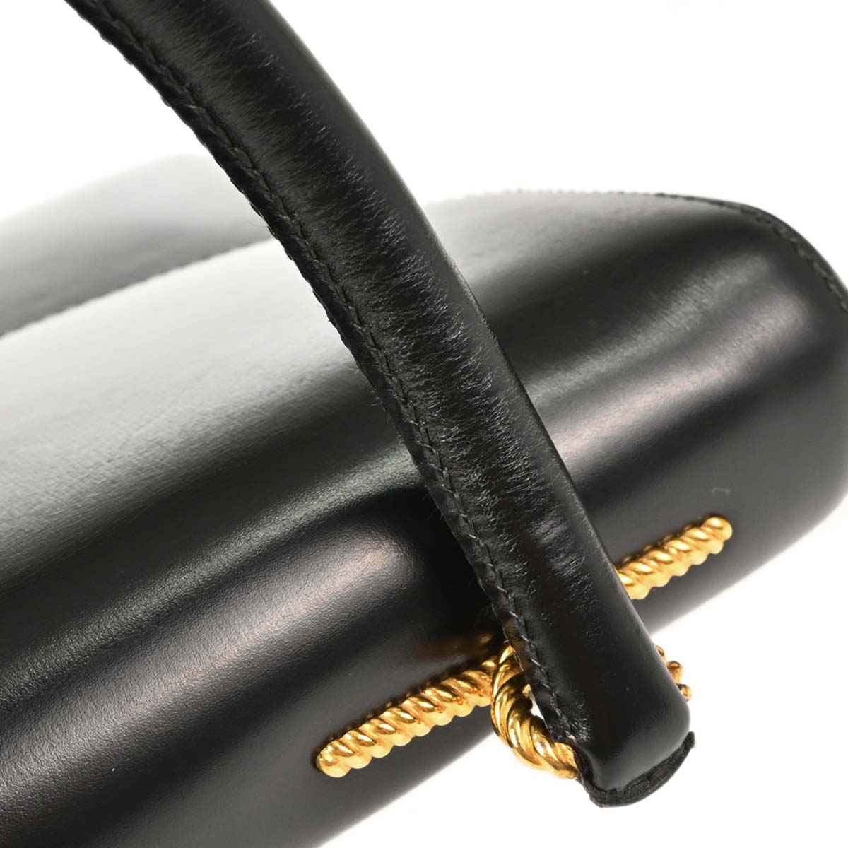 Hermes Black Box Calf Cordeliere Handbag