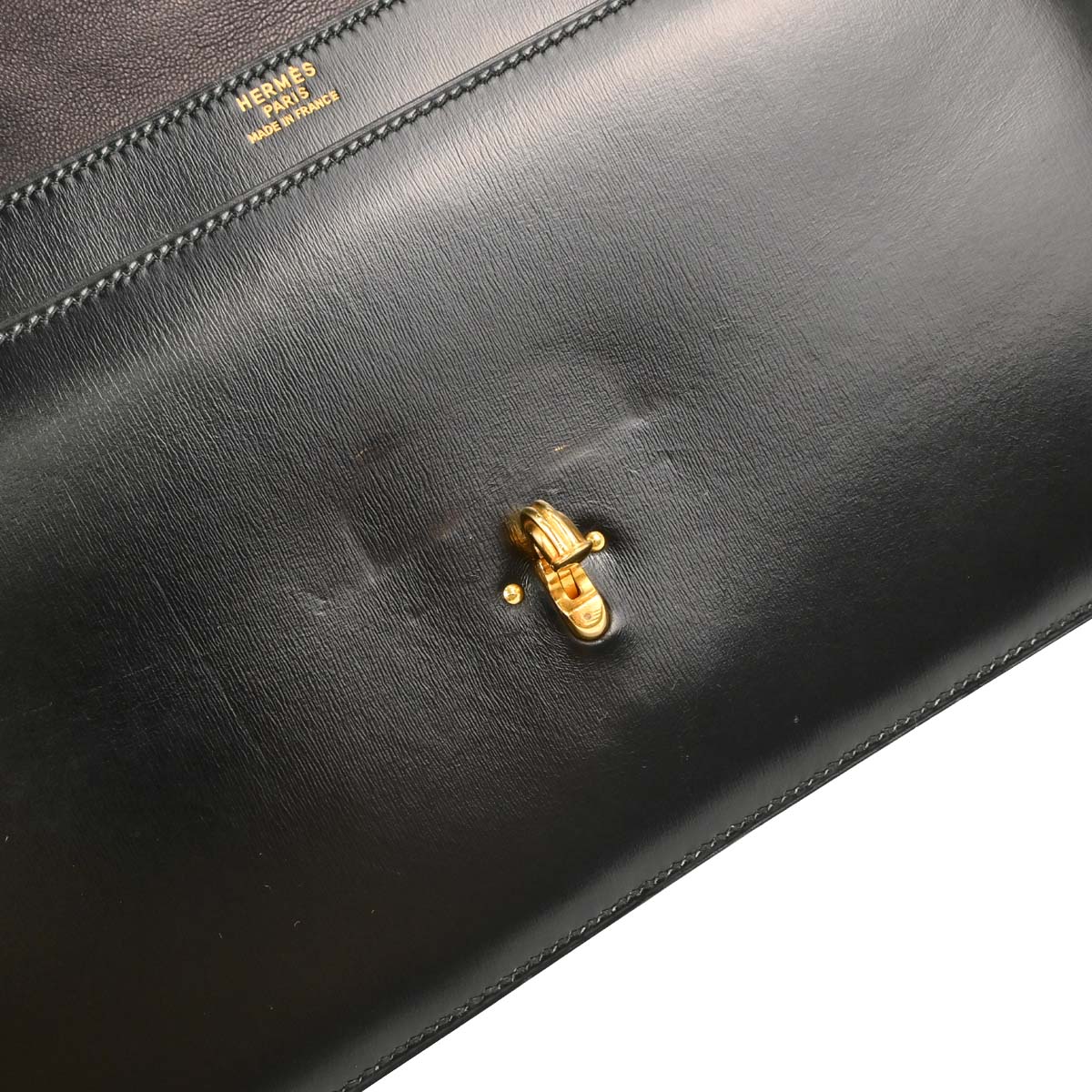 Hermes Black Box Calf Cordeliere Handbag