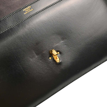 Hermes Black Box Calf Cordeliere Handbag