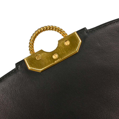 Hermes Black Box Calf Cordeliere Handbag