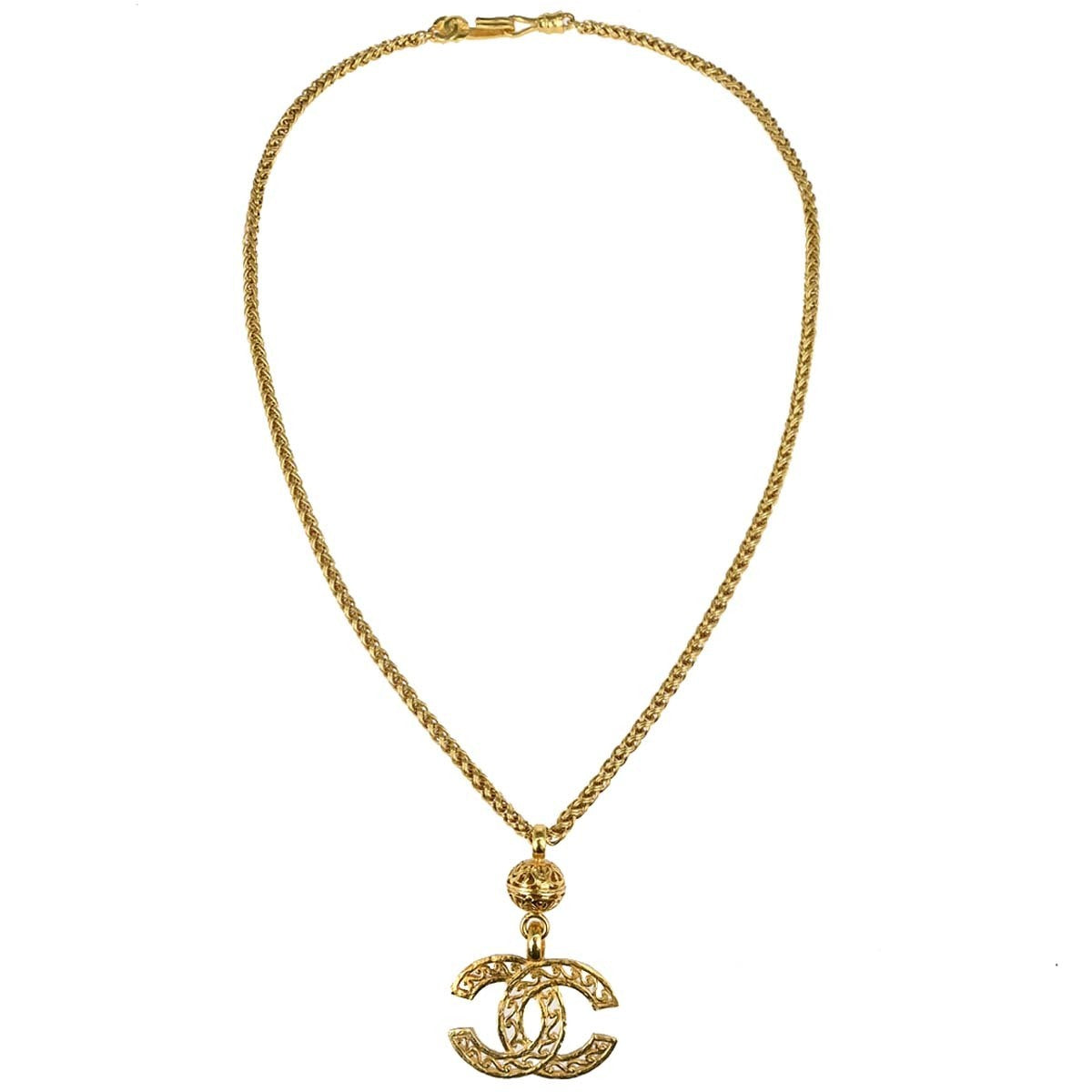 Chanel Gold CC Chain Pendant Long Necklace 95A