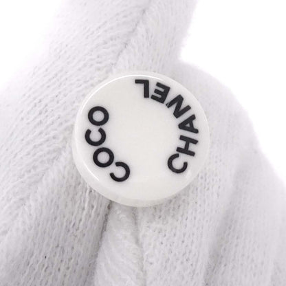 Chanel Button Pierced Earrings Acrylic White 07P