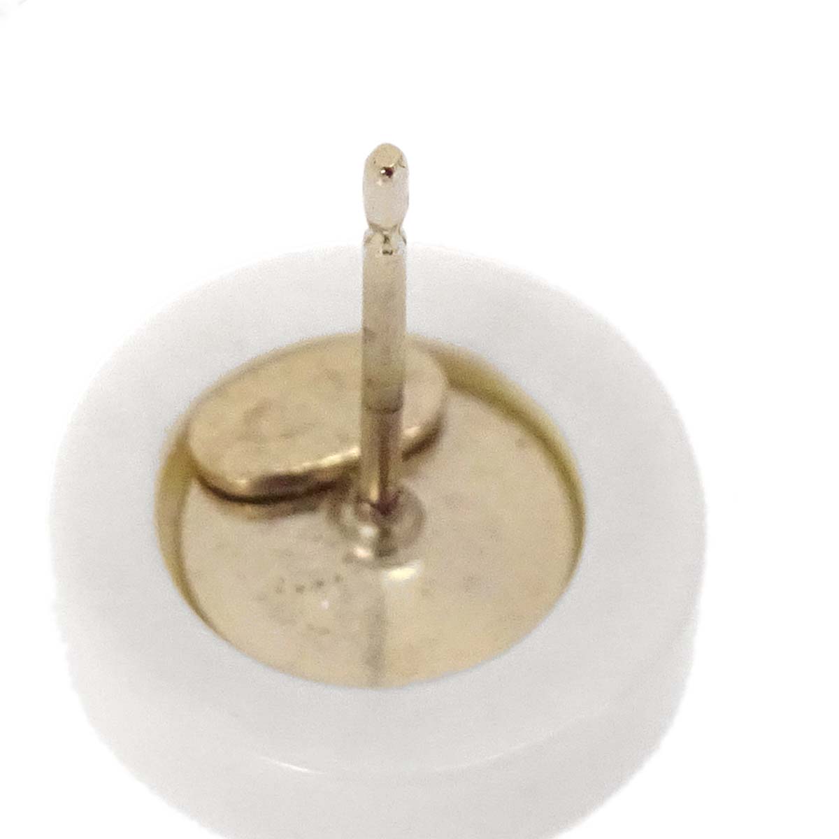 Chanel Button Pierced Earrings Acrylic White 07P