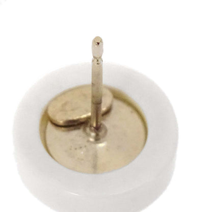 Chanel Button Pierced Earrings Acrylic White 07P