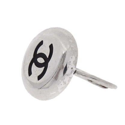 Chanel Button Pierced Earrings Silver 97P