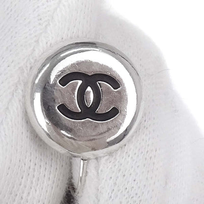 Chanel Button Pierced Earrings Silver 97P