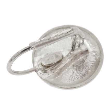 Chanel Button Pierced Earrings Silver 97P
