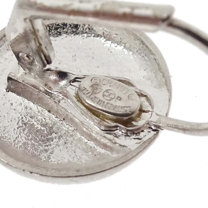 Chanel Button Pierced Earrings Silver 97P