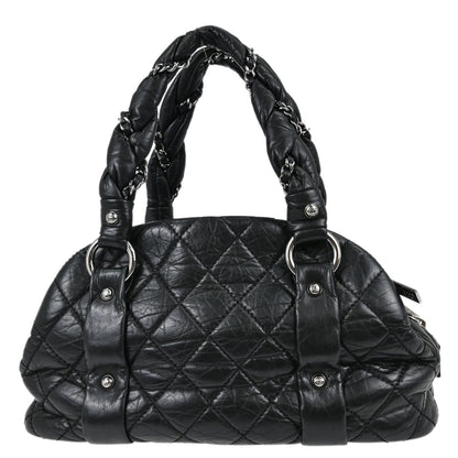 Chanel Black Calfskin Lady Braid Bowler Bag Handbag