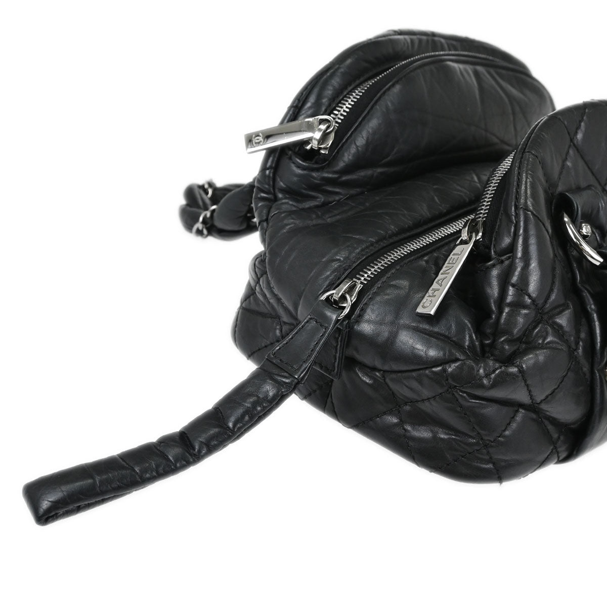 Chanel Black Calfskin Lady Braid Bowler Bag Handbag
