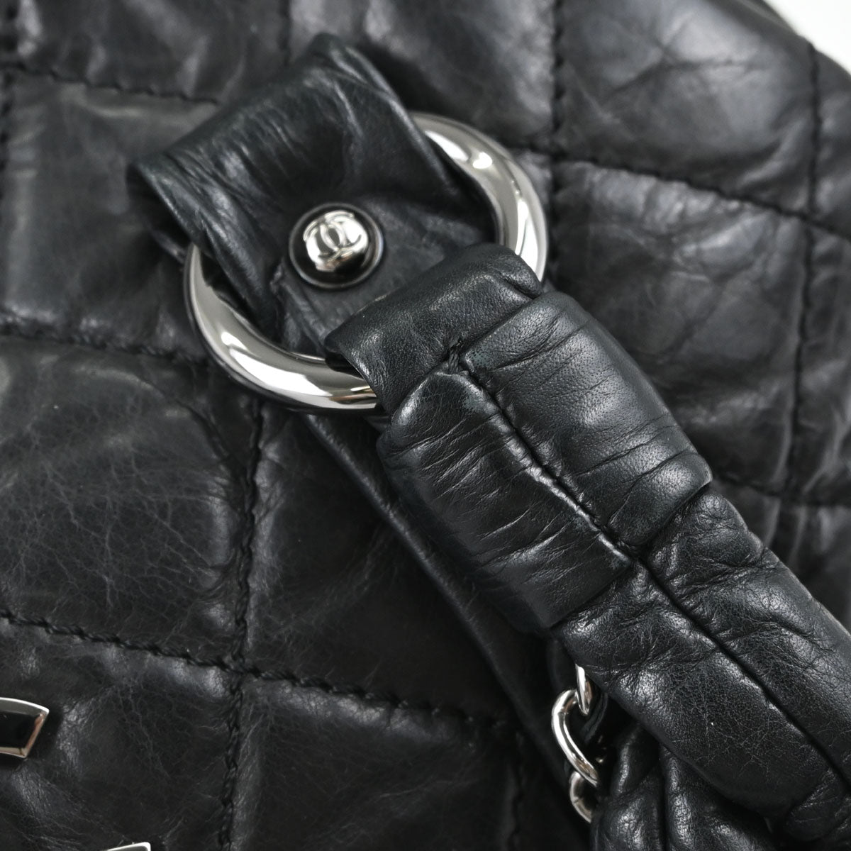 Chanel Black Calfskin Lady Braid Bowler Bag Handbag